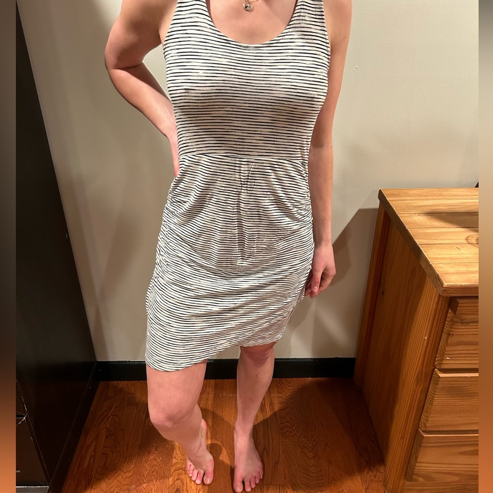 Black and white striped summer dress.
